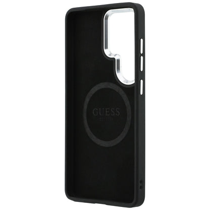 Coque MagSafe pour Samsung Galaxy S26 Ultra S948, Guess, Logo Triangle Pailleté Fixe, Argentée