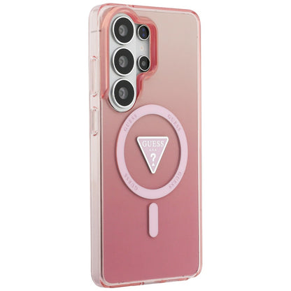 Étui MagSafe pour Samsung Galaxy S26 Ultra S948, Guess, logo triangle dégradé IML, Rose