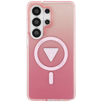 Étui MagSafe pour Samsung Galaxy S26 Ultra S948, Guess, logo triangle dégradé IML, Rose