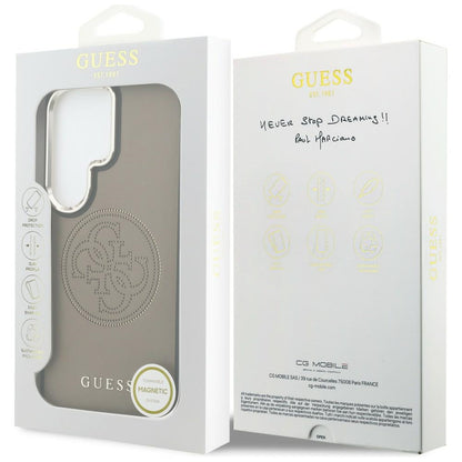 Étui MagSafe pour Samsung Galaxy S26 Ultra S948, Guess, Logo Perforé, Marron