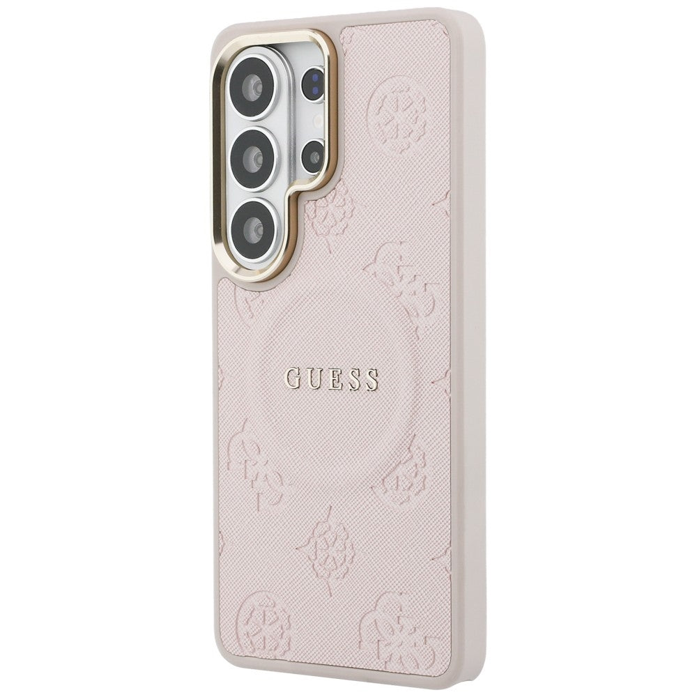 Coque MagSafe pour Samsung Galaxy S26 Ultra S948, Guess, Saffiano Peony Embossed Ring, Rose
