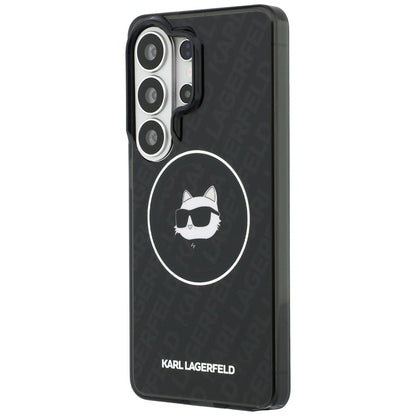 MagSafe Hülle für Samsung Galaxy S26 Ultra S948, Karl Lagerfeld, IML Choupette Head on KL Repeated Logo, Schwarz