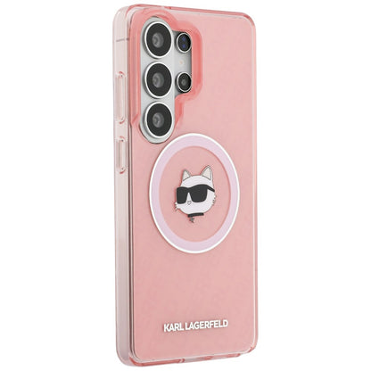 MagSafe Hülle für Samsung Galaxy S26 Ultra S948, Karl Lagerfeld, IML Choupette Head on KL Repeated Logo, Rosa