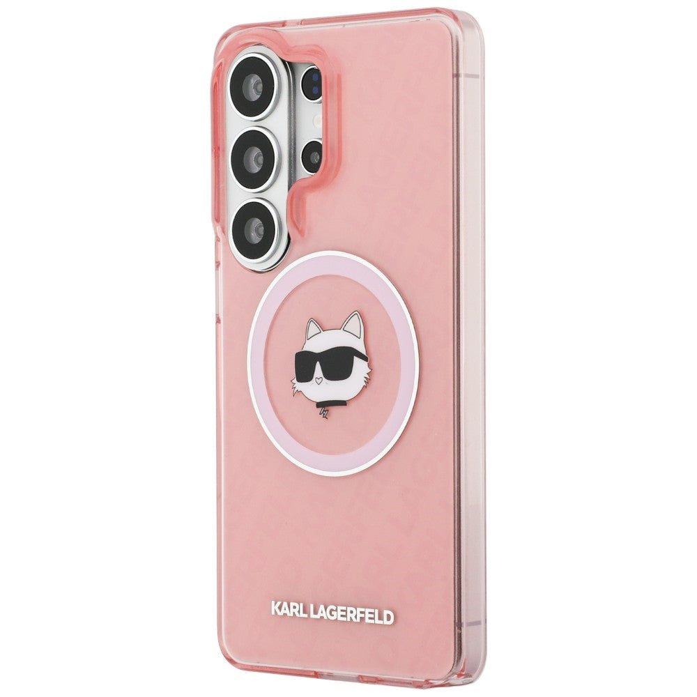 MagSafe Hülle für Samsung Galaxy S26 Ultra S948, Karl Lagerfeld, IML Choupette Head on KL Repeated Logo, Rosa
