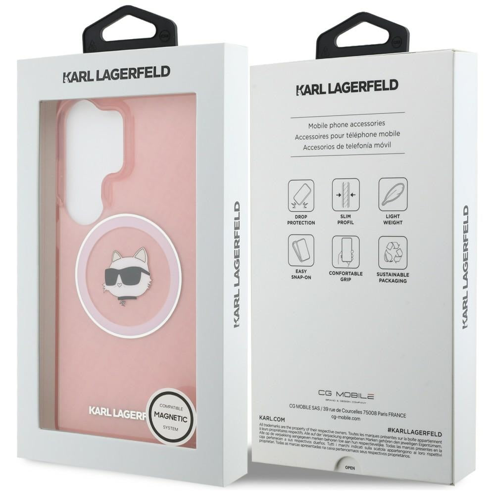 MagSafe Hülle für Samsung Galaxy S26 Ultra S948, Karl Lagerfeld, IML Choupette Head on KL Repeated Logo, Rosa