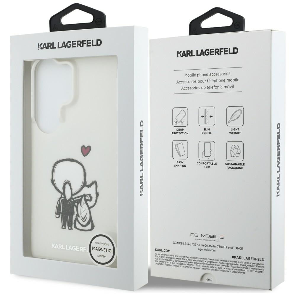 MagSafe-Hülle für Samsung Galaxy S26 Ultra S948, Karl Lagerfeld, IML Karl & Choupette Back Logo, Weiß