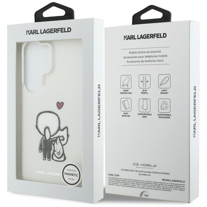 MagSafe-Hülle für Samsung Galaxy S26 Ultra S948, Karl Lagerfeld, IML Karl & Choupette Back Logo, Weiß