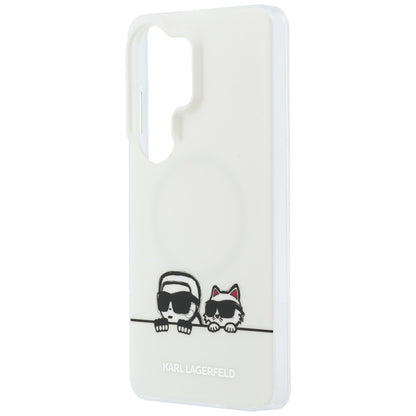 MagSafe Hülle für Samsung Galaxy S26 Ultra S948, Karl Lagerfeld, IML Karl & Choupette Peekaboo Logo, Weiß