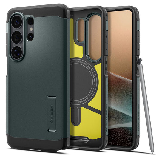 Coque MagSafe pour Samsung Galaxy S26 Ultra S948, Spigen, Tough Armor, Vert ACS10686