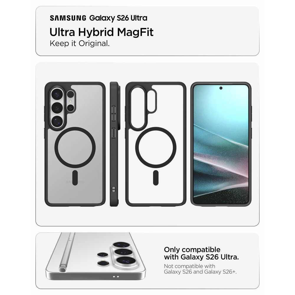 MagSafe Hülle für Samsung Galaxy S26 Ultra S948, Spigen, Ultra Hybrid, Mattschwarz ACS10680