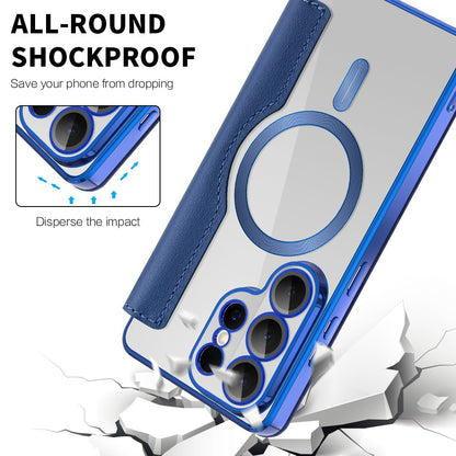 Housse MagSafe pour Samsung Galaxy S26 Ultra S948, Techsuit, SmartMag Book, Bleue