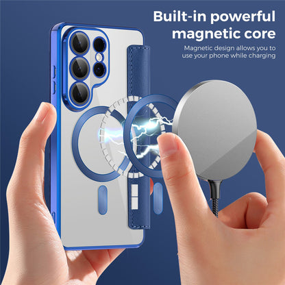 Housse MagSafe pour Samsung Galaxy S26 Ultra S948, Techsuit, SmartMag Book, Bleue