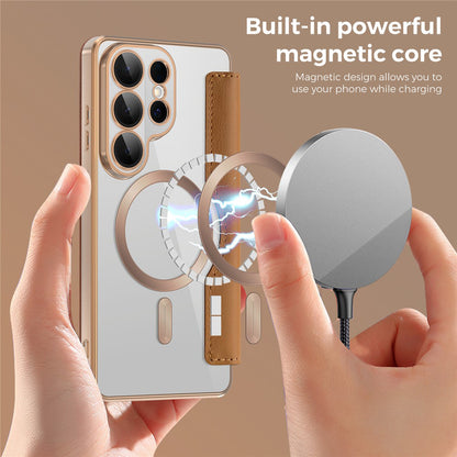 Étui MagSafe pour Samsung Galaxy S26 Ultra, Techsuit, SmartMag Book, Marron