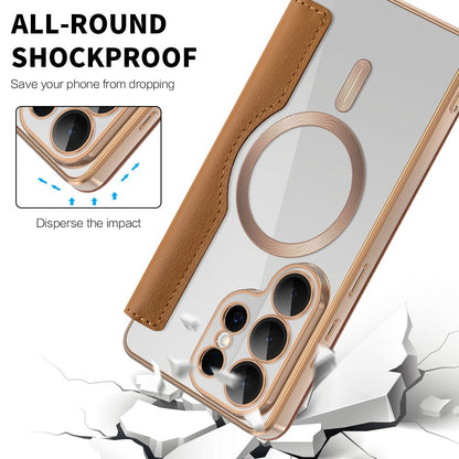 Étui MagSafe pour Samsung Galaxy S26 Ultra, Techsuit, SmartMag Book, Marron