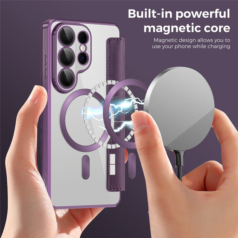 Étui MagSafe pour Samsung Galaxy S26 Ultra, Techsuit, SmartMag Book, Violet