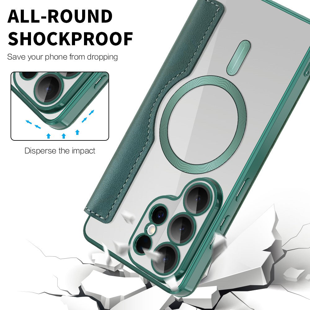 MagSafe Hülle für Samsung Galaxy S26 Ultra, Techsuit, SmartMag Book, Grün