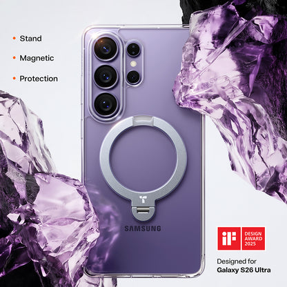 Coque MagSafe pour Samsung Galaxy S26 Ultra, Torras, Ostand Spin, Transparente