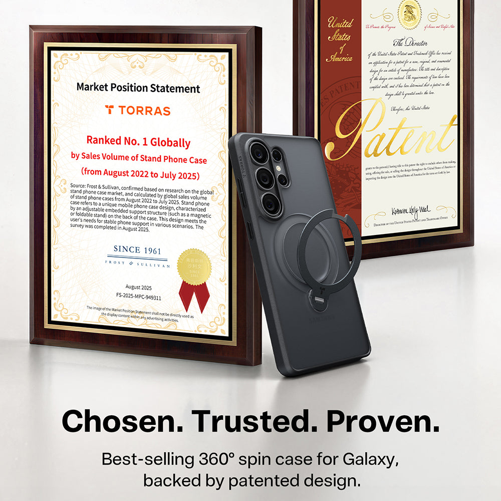 Coque MagSafe pour Samsung Galaxy S26 Ultra, Torras, Ostand Spin, Transparente