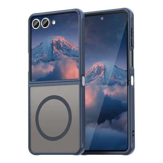 Coque MagSafe pour Samsung Galaxy Z Flip7 F766, Techsuit, HaloFrost II, Bleu marine