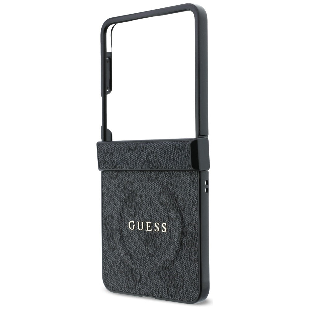 Coque MagSafe pour Samsung Galaxy Z Flip8 F776, Guess, 4G Leather Classic, Noire