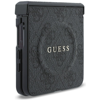 Coque MagSafe pour Samsung Galaxy Z Flip8 F776, Guess, 4G Leather Classic, Noire