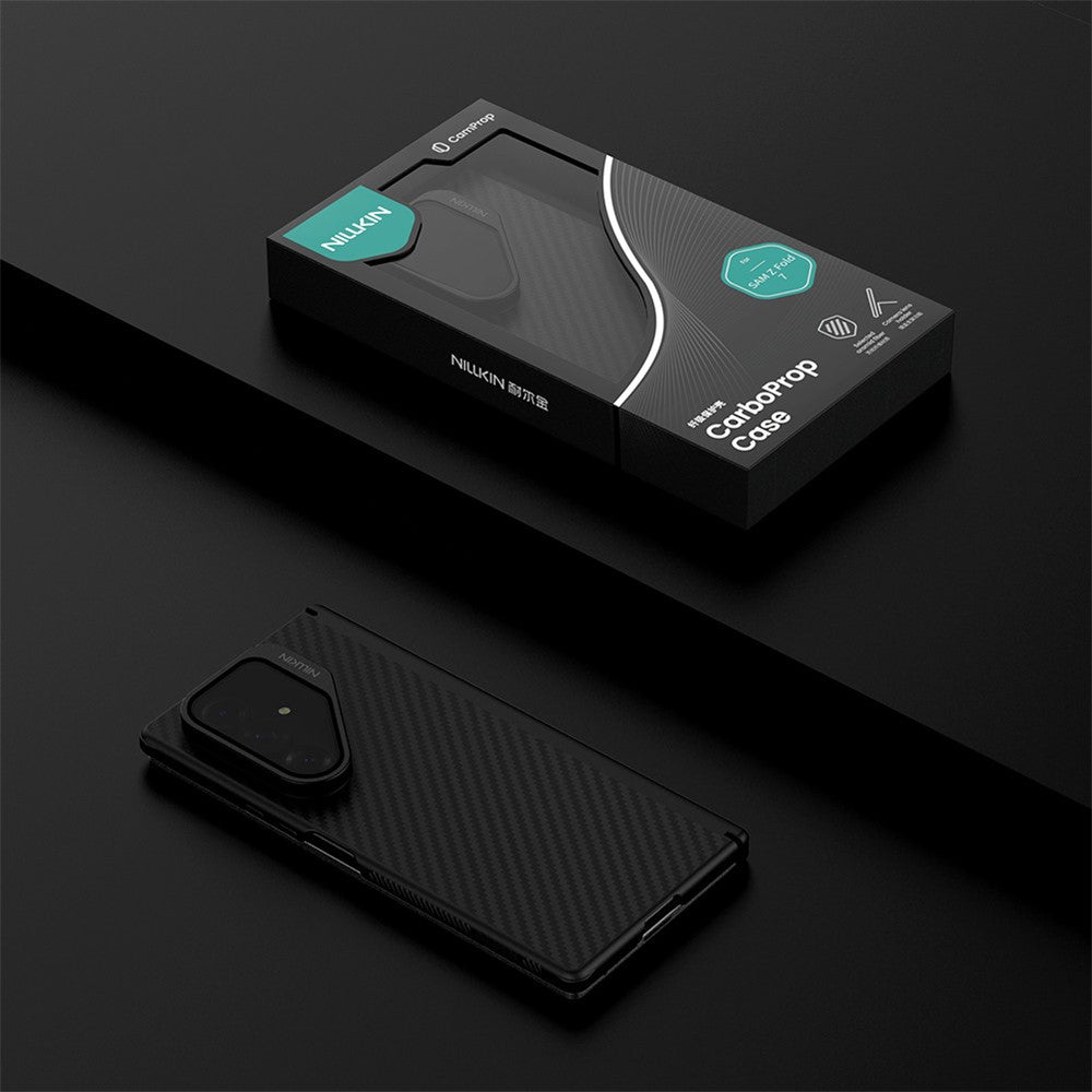 Coque MagSafe pour Samsung Galaxy Z Fold7 F966, Nillkin, CarboProp avec protection d'objectif noire transparente, noire