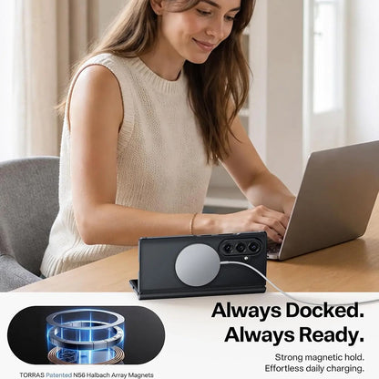 Coque MagSafe pour Samsung Galaxy Z Fold8 Ultra F976, Torras, Guardian, Noire
