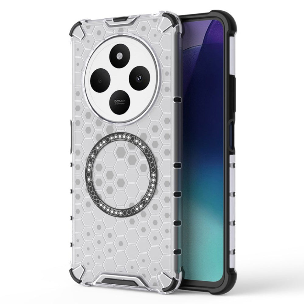 Coque MagSafe pour Xiaomi Poco C75 / Redmi 14C, Techsuit, HoneyComb Shield, Blanche