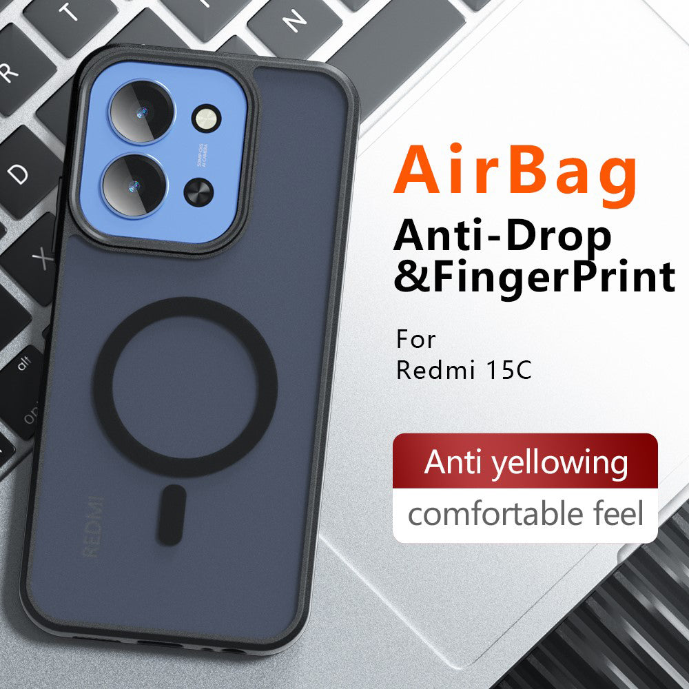 Coque MagSafe pour Xiaomi Redmi 15C 5G / 15C 4G, Techsuit, PureFrost, Noir Satiné