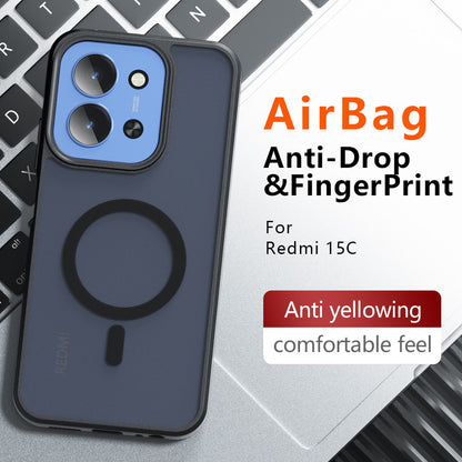 Coque MagSafe pour Xiaomi Redmi 15C 5G / 15C 4G, Techsuit, PureFrost, Noir Satiné