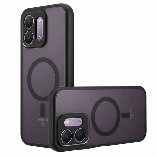 Coque MagSafe pour Xiaomi Redmi 17C 5G, Techsuit, PureFrost, noire satinée