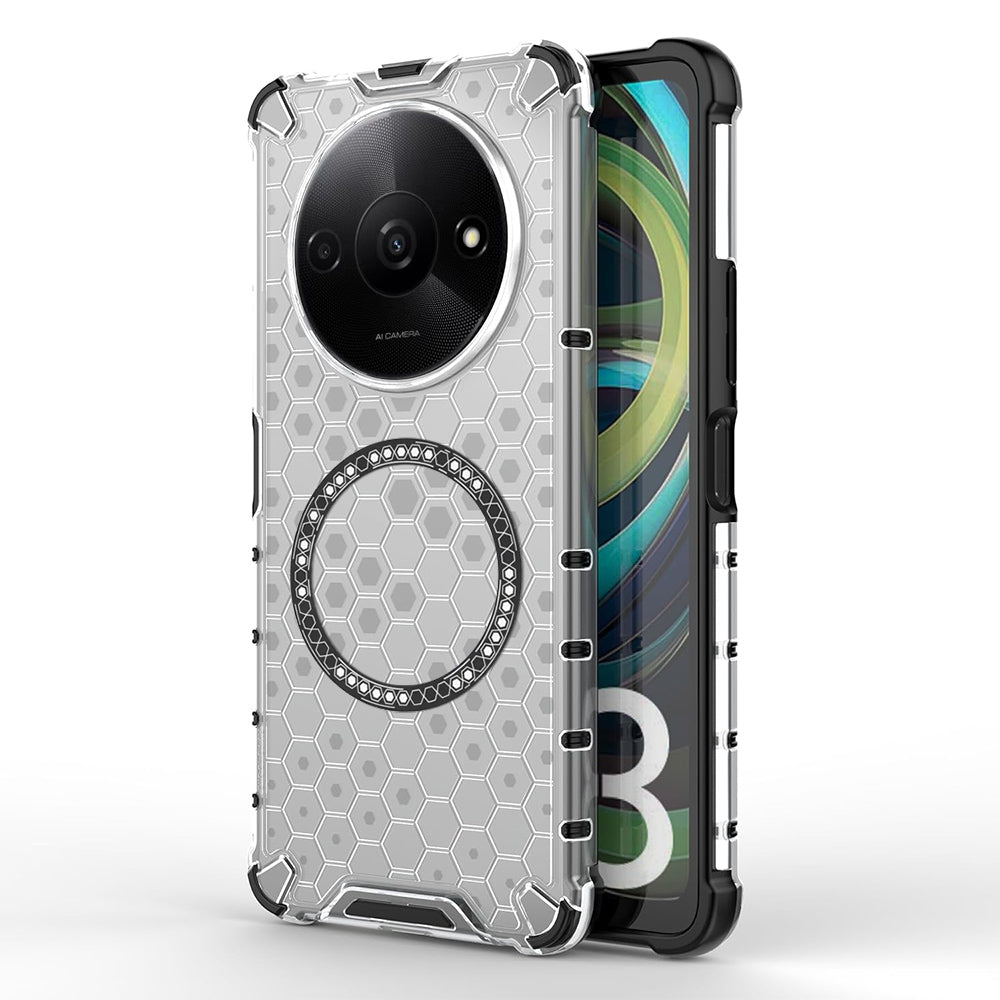 Coque MagSafe pour Xiaomi Redmi A3x / A3, Techsuit, HoneyComb Shield, Blanche