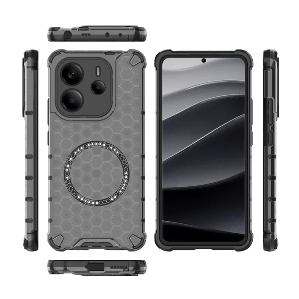 MagSafe Case for Xiaomi Redmi Note 14 4G (Regional), Techsuit, HoneyComb Shield, Black