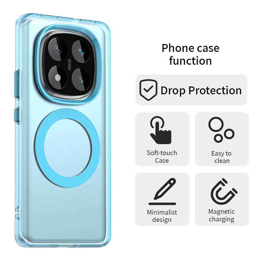 Coque MagSafe pour Xiaomi Redmi Note 14 Pro 4G, Techsuit, CandyCase, Bleue