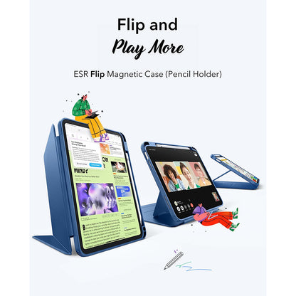 Étui pour Apple iPad (2025) / (2022), ESR, Flip Hybrid, Bleu