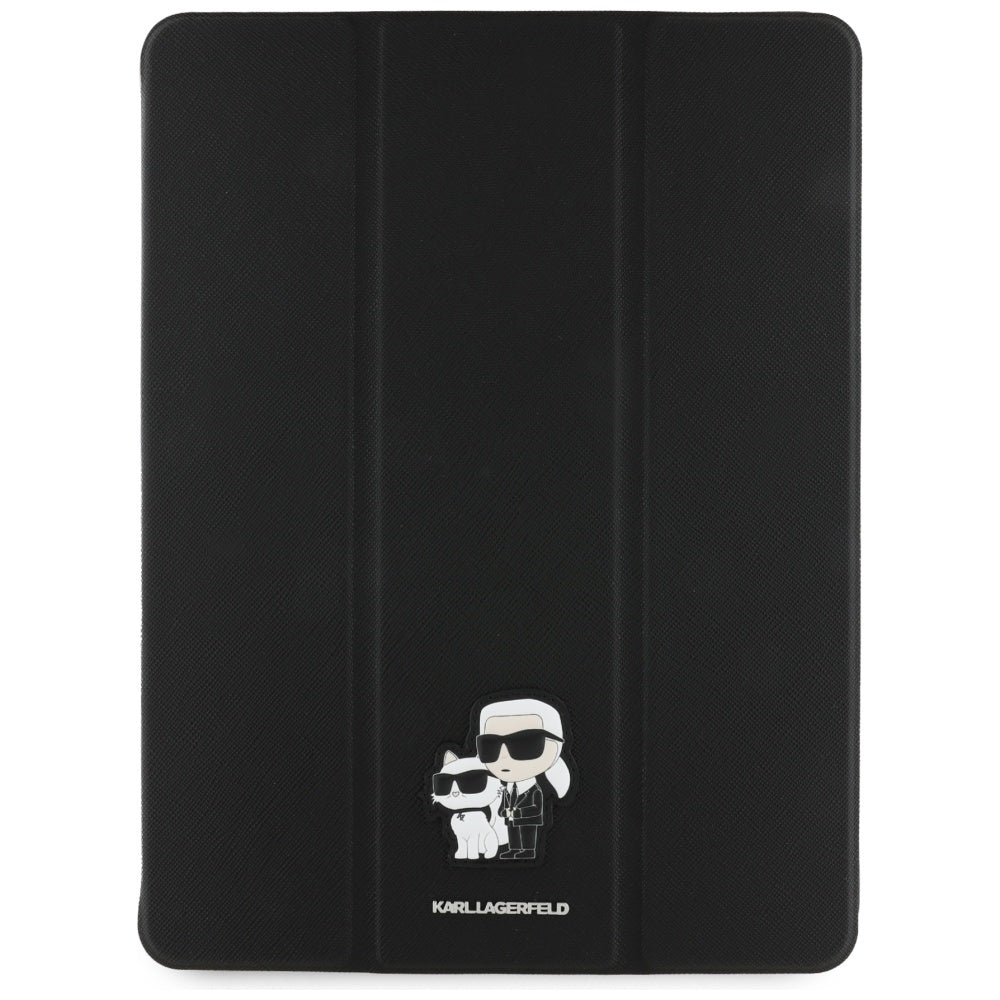 Étui pour Apple iPad Air 13 (2025) / Air 13 (2024), Karl Lagerfeld, Saffiano Karl & Choupette, Noir.