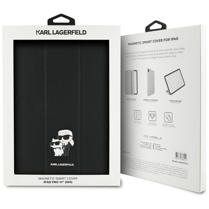 Étui pour Apple iPad Pro 11 (2024), Karl Lagerfeld, Saffiano Karl & Choupette, Noir