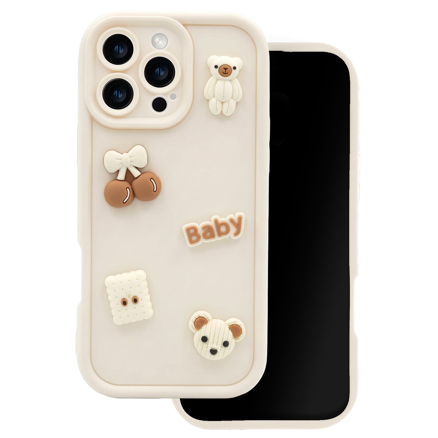 Coque pour Apple iPhone 14, OEM, Ultra Trendy 3D Bear, Beige
