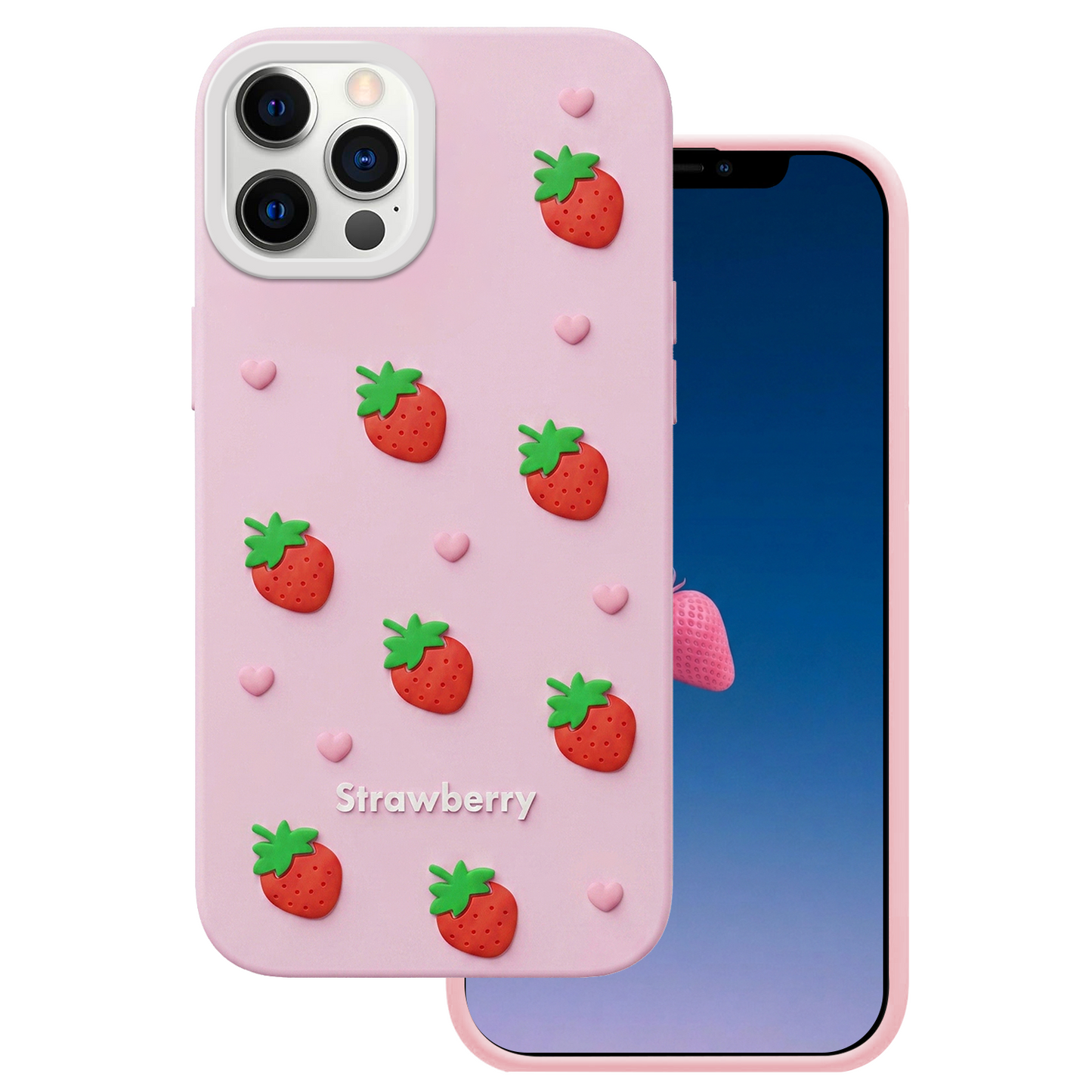 Hülle für Apple iPhone 15 / 14 / 13, OEM, Strawberry, Rosa
