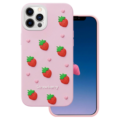 Hülle für Apple iPhone 15 / 14 / 13, OEM, Strawberry, Rosa