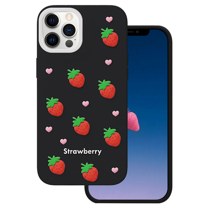 Coque pour Apple iPhone 17 Pro, OEM, Strawberry, Noire
