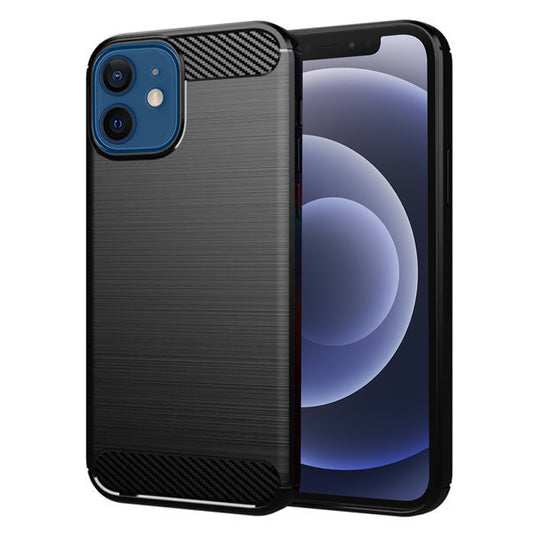 Hülle für Apple iPhone 12 / 12 Pro, Techsuit, Carbon, Schwarz