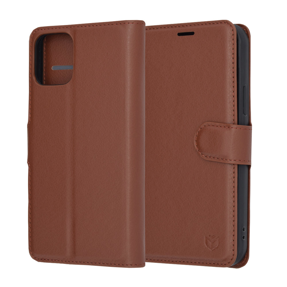 Coque pour Apple iPhone 12 Pro, Techsuit, Leather Folio, Marron