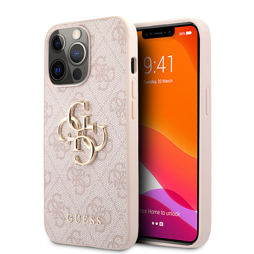 Étui pour Apple iPhone 13 Pro, Guess, Logo Métal 4G, Rose