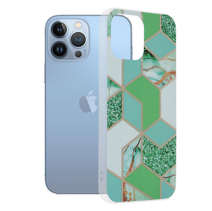 Hülle für Apple iPhone 13 Pro Max, Techsuit, Marble, Grün