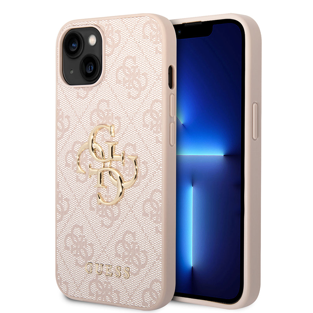 Étui pour Apple iPhone 14, Guess, Logo Métal 4G, Rose