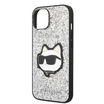 Housse pour Apple iPhone 14, Karl Lagerfeld, Glitter Choupette Patch, Argentée