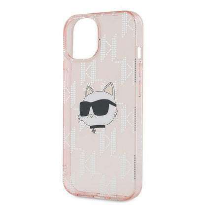 Étui pour Apple iPhone 14, Karl Lagerfeld, IML Luxury Monogram Choupette's Head, Rose