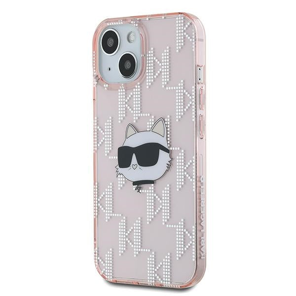 Étui pour Apple iPhone 14, Karl Lagerfeld, IML Luxury Monogram Choupette's Head, Rose