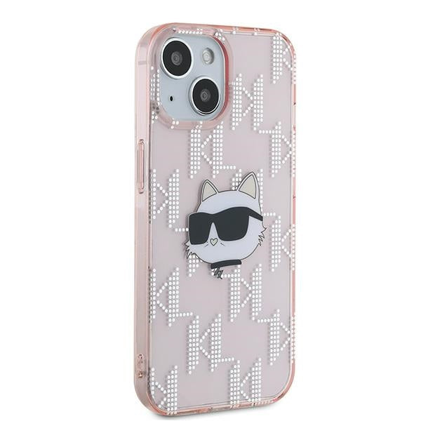 Étui pour Apple iPhone 14, Karl Lagerfeld, IML Luxury Monogram Choupette's Head, Rose